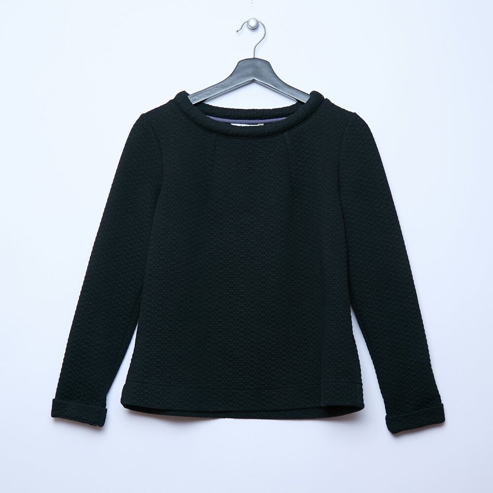 Boden Quilted Bubble Texture Sweater Black Size 8 Medium cottagecore grandma